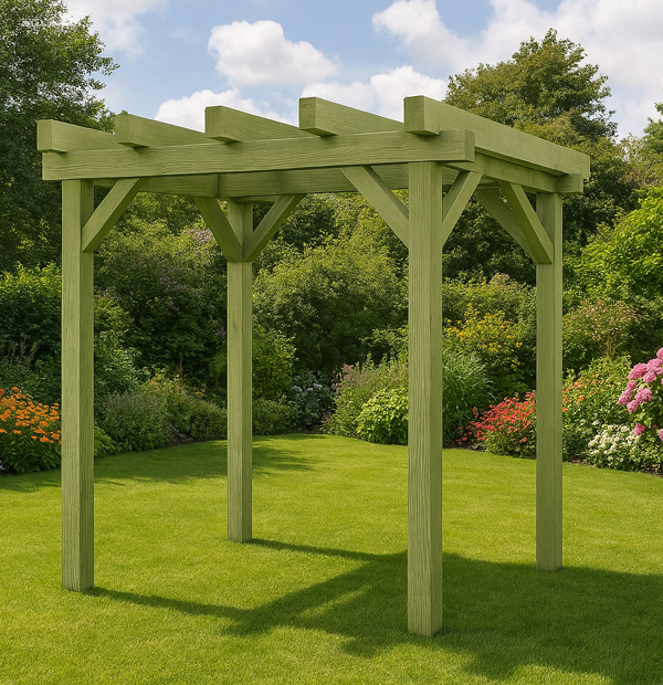 Kit pergola en pin maritime traité classe 4 avec chevrons, lambourdes et visserie